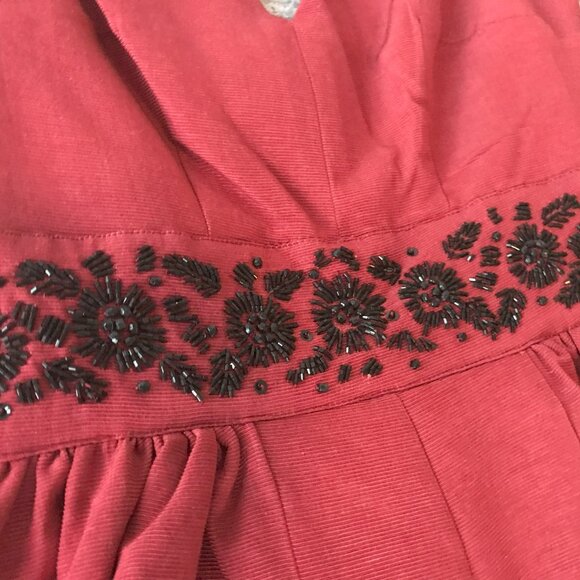 Trashy Diva by Candace Gwinn Red Ribbed Rayon Gown 50's Vintage Style NWT - Picture 2 of 7